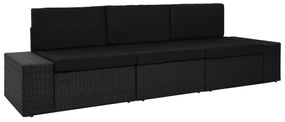 49506 vidaXL Триместен модулен диван, полиратан, черен