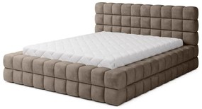 Светлокафяво двойно легло 140x200 cm тапицирано с място за съхранение с включена подматрачна рамка Dizzle – ELTAP