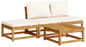 3214303 vidaXL Градински лаундж комплект с възглавници, 4 части, масив акация