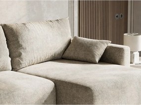 Бежов шенилов сгъваем/с място за съхранение ъглов диван (десен ъгъл) Leon – Maison de Rêve