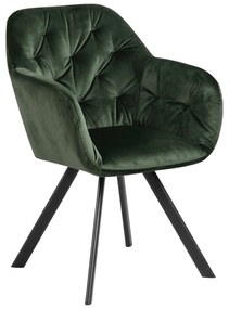 Зелен тапициран трапезен стол с подлакътници Lola – Actona