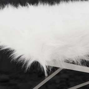 Луксозна тапицирана пейка с кожух от изкуствена кожа и хромирана конструкция - елегантен скандинавски стил