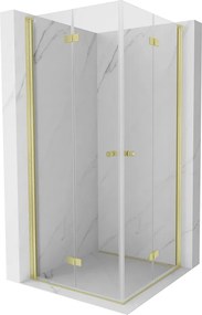 Mexen Mist-F Duo сгъваема душ кабина 90 x 90 см, прозрачна, четкано злато - 8A6-090L-090P-55-00
