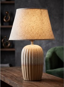 Кремава керамична настолна лампа с текстилен абажур (височина 44 cm) Japandi – Mauro Ferretti
