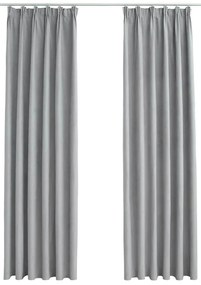 134468 vidaXL Затъмняващи завеси с куки, 2 бр, сиви, 140x225 см