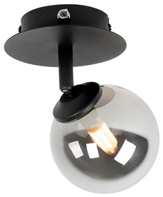 Ръстичен прожектор черен регулируем с опушено стъкло - Атина