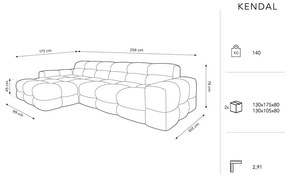 Бежов ъглов диван от кадифе (ляв ъгъл) Kendal - Micadoni Home