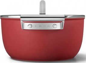 Тенджера SMEG CKFC2411RDM, 4.8 л, Ø24 см, Тефлоново покритие, До 250°C, Индукция, Червен