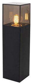 Стойка за външна лампа черна с димен абажур 30 см - Denmark