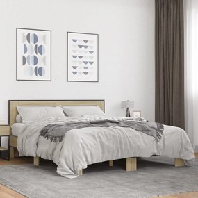 3280098 vidaXL Рамка за легло, дъб сонома, 150x200 см, инженерно дърво и метал