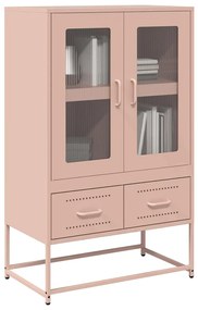 853363 vidaXL Висок шкаф, розов, 68x39x111,5 см, стомана