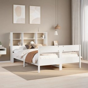 3323006 vidaXL Легло с етажерка за книги, без матрак, 120x190 см, бор масив