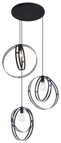 Smart hanglamp zwart rond 3-lichts incl. Wifi G95 - Indu