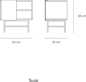 Черно/антрацитно матово нощно шкафче с рафтове Nube – Teulat
