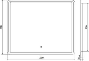 Mexen Zusa осветено огледало за баня 120 x 80 см, LED 6000K, против изпаряване