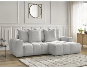 Светлосив шенилов сгъваем/с място за съхранение ъглов диван (десен ъгъл) Roxelane – Bobochic Paris