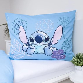 Синьо единично памучно детско спално бельо 140x200 cm Lilo and Stitch "Wave" – Jerry Fabrics