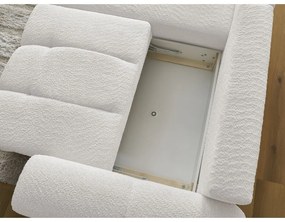 Бял сгъваем/с място за съхранение ъглов диван от прежда с примки от букле (ляв ъгъл) Roxelane – Bobochic Paris