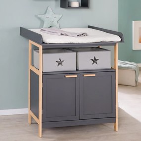 Антрацит нисък детски скрин с маса за преповиване 87x75 cm Berlin – Roba