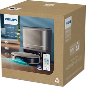 Прахосмукачка робот Philips Series 9000 XU9100/10, 6500 mAh, 8000 Pa, WiFi, LiDAR, PowerCyclone, EPA 11, Сухо/мокро почистване, Бронз/златист