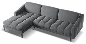 Сив кадифен ъглов диван (ляв ъгъл) Nalu – Makamii
