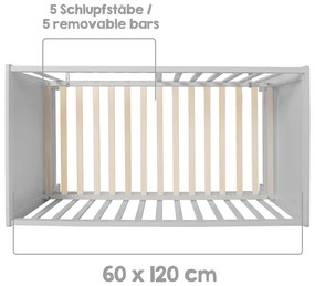 Сиво детско креватче 60x120 cm Hamburg – Roba