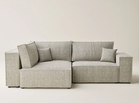 Бежов шенилов сгъваем/с място за съхранение ъглов диван (ляв ъгъл/L форма) Tonga – Maison de Rêve