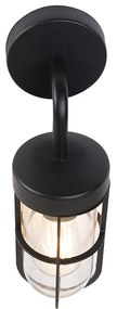Ръстична външна стенна лампа черна със стъкло - Elza