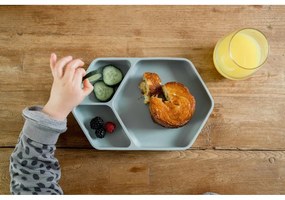 Синя силиконова детска чиния 16x25 cm – Kindsgut