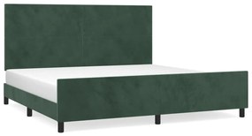 3125656 vidaXL Рамка за легло без матрак, тъмнозелена, 200x200 см, кадифе