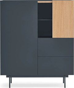 Висок скрин с чекмеджета в антрацит и естествен дъб 100x120 cm Otto - Teulat