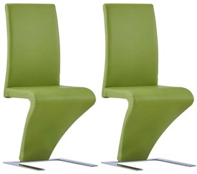 Sonata Трапезни столове, зигзагообразни, 2 бр, зелени, изкуствена кожа