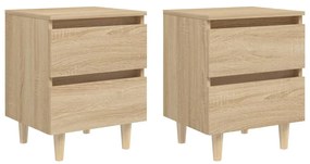 Sonata H Нощни шкафчета с крака от бор масив 2 бр дъб сонома 40x35x50 см