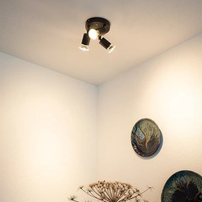 Индустриален прожектор черен наклоняем кръгъл 3-светлина - Jeany