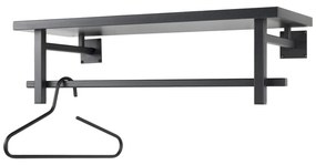 Черна метална стенна закачалка с рафт Simplon - Spinder Design