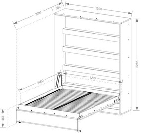 Стенно Легло Етер II-Натурален-Черен-120 х 200