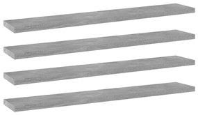 805210 vidaXL Рафтове, 4 бр, бетонно сиви, 60x10x1,5 см, инженерно дърво