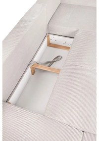 Бежов сгъваем ъглов диван от рипсено кадифе (ляв ъгъл/"U" форма) Tori – Bonami Selection