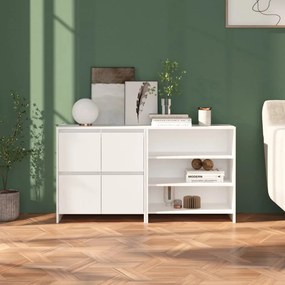 3098081 vidaXL Бюфет от 2 части, бял, инженерно дърво
