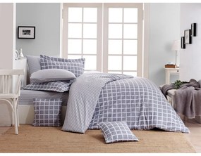 Сиво единично спално бельо от памук Renforcé 140x200 cm Linear Calm Geometric – Mila Home Luxury