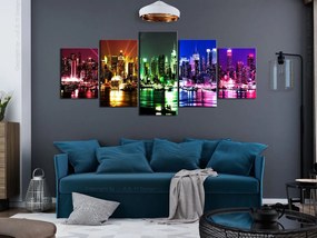 Печат върху платно - Rainbow New York (5 части) Wide 225x100