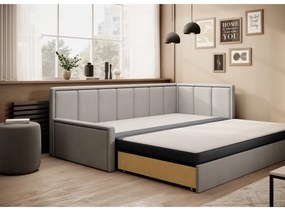 Сив шенилов сгъваем/с място за съхранение диван 214 cm Fulgeo – ELTAP