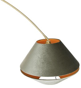 Месингова дъгова лампа с бял и двоен кадифен абажур зелен - XXL