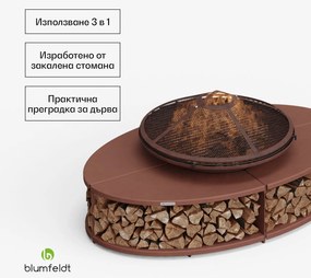 Blumfeldt Firebowl Ebeko 3 в 1, може да се използва като скара или маса, скара за печене + предпазител от искри