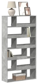 3309351 vidaXL Библиотека, бетонно сива, 100x33x187,5 см, инженерно дърво