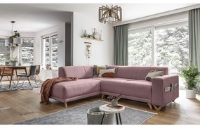 Розов разтегателен/с място за съхранение ъглов диван (ляв ъгъл/L форма) Classy Sophie – Miuform