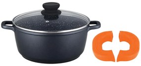 Тенджера с капак ZEPHYR ZP 4318 M24, 4.5 литра, 24х11.5 см, Ръкохватки, Покритие Granite, Индукция, Черен
