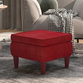 329462 vidaXL Табуретка с дървени крака, виненочервена, кадифе