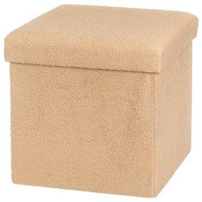 Светлокафява табуретка от прежда с примки от букле Folding – Casa Selección