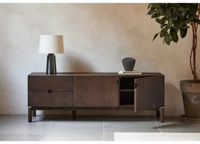 Тъмнокафява маса за телевизор от декор от дъб 160x55 cm Arun – Unique Furniture